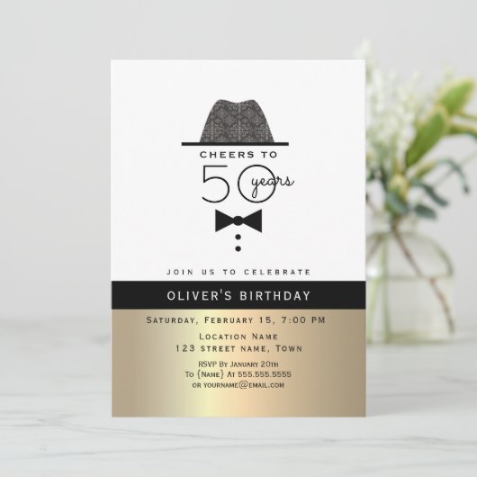 Goldmann 50. Geburtstag Einladung (Stehend Vorderseite)