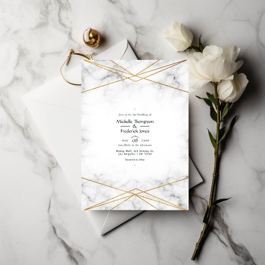Goldmarble Geometric Wedding Einladung