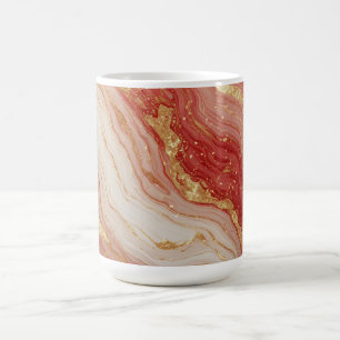 Goldmarmor-Abstrakter Hintergrund mit roten Wirbel Kaffeetasse