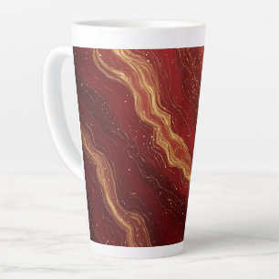 Goldmarmor-Abstrakter Hintergrund mit roten Wirbel Milchtasse