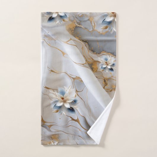 Goldmarmor auf Elfenbeinseide mit Künstlerischen B Badhandtuch Set (Handtuch)