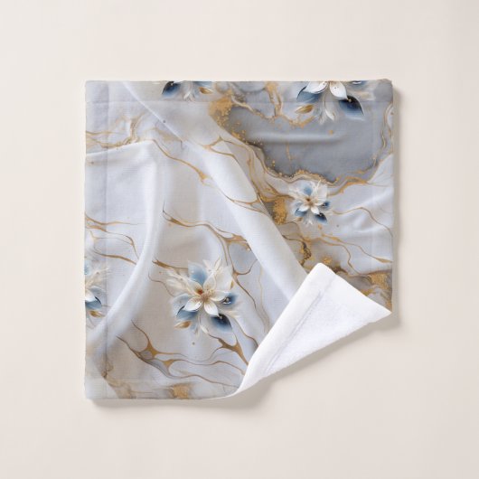 Goldmarmor auf Elfenbeinseide mit Künstlerischen B Badhandtuch Set (Waschlappen)