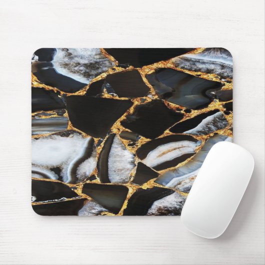 Goldmarmor aus schwarzem, modernem Glitzer Mousepad (Mit Mouse)