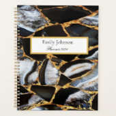 Goldmarmor aus schwarzem, modernem Glitzer Planer (Vorderseite)