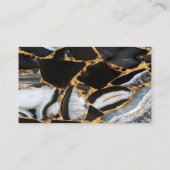 Goldmarmor aus schwarzem, modernem Glitzer Telefonnummerkarte (Rückseite)