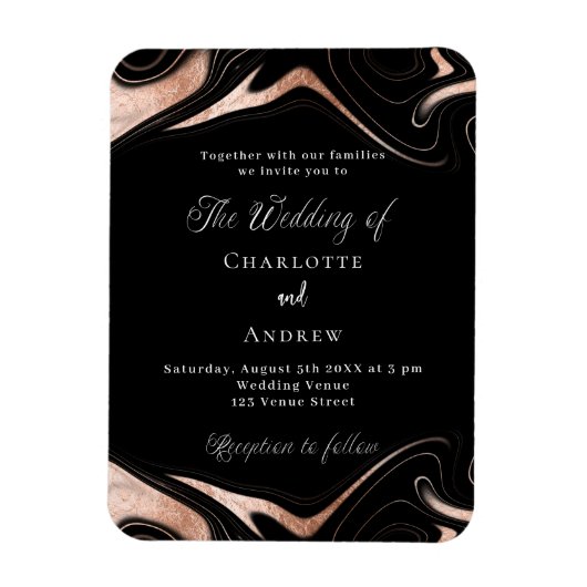 Goldmarmor aus schwarzer Rose - Hochzeitsempfang Magnet (Vertikal)