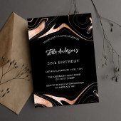 Goldmarmor aus schwarzer Rose - Moderner Geburtsta Einladungspostkarte