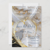 Goldmarmor aus Weiß und Elfenbeingold auf Seide Einladung (Vorderseite)