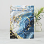 Goldmarmor aus Weiß und Elfenbeingold auf Seide Einladung (Stehend Vorderseite)