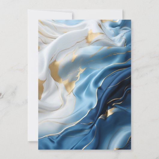 Goldmarmor aus Weiß und Elfenbeingold auf Seide Einladung (Rückseite)