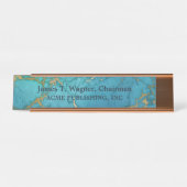 Goldmarmor - Blaue Imitate Schreibtischnamensplakette (Vorderseite )