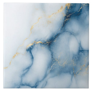Goldmarmor Blaues Muster Fliese