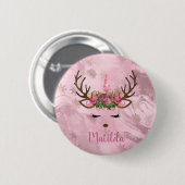 Goldmarmor der Girly Rose, Einhornschneeflocken Button (Vorne & Hinten)
