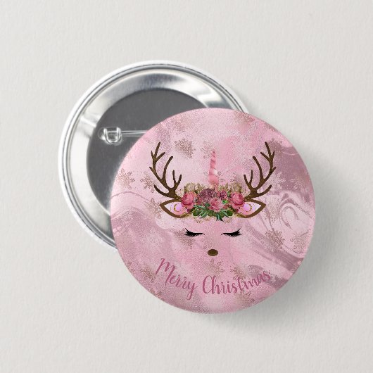 Goldmarmor der Girly Rose, Einhornschneeflocken Button (Vorne & Hinten)