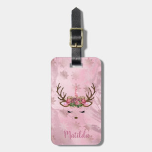 Goldmarmor der Girly Rose, Einhornschneeflocken Gepäckanhänger