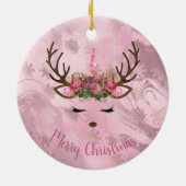 Goldmarmor der Girly Rose, Einhornschneeflocken Keramik Ornament (Hinten)