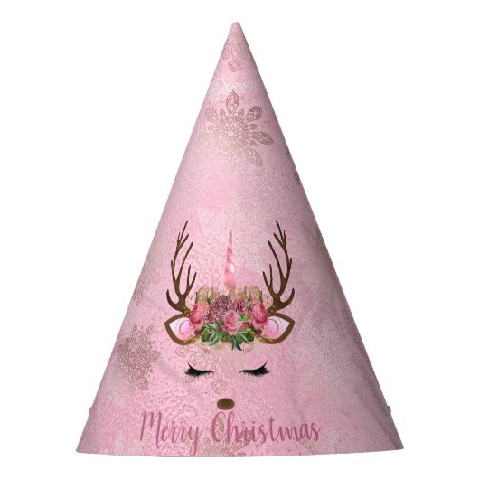 Goldmarmor der Girly Rose, Einhornschneeflocken Partyhütchen (Vorderseite)