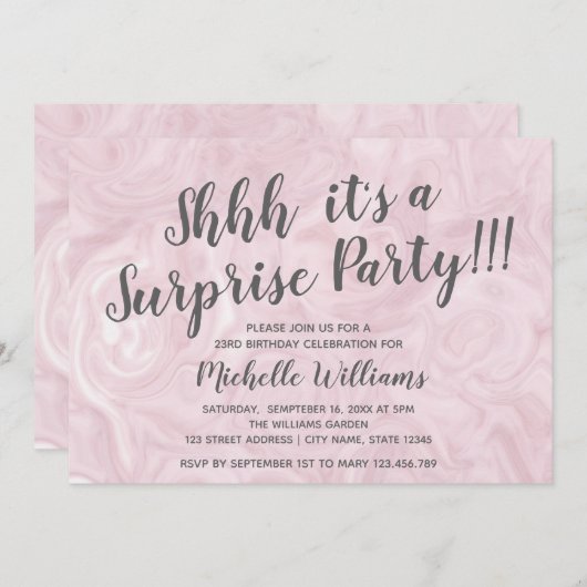 Goldmarmor der Girly Rose | Überraschendes Party G Einladung (Vorne/Hinten)