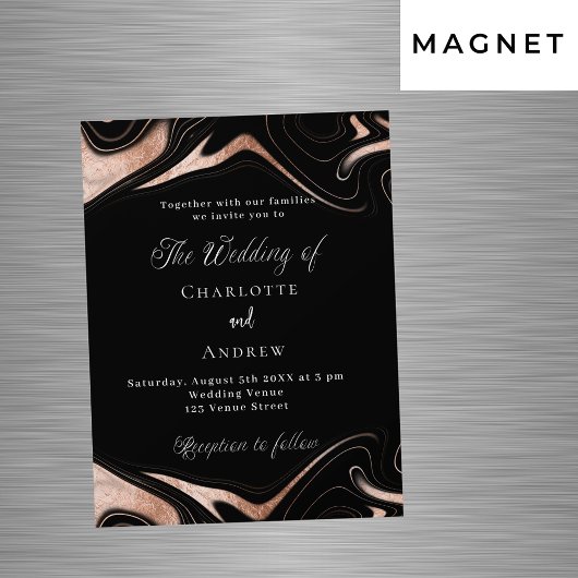 Goldmarmor der schwarzen Rose - Moderne Luxushochz Magneteinladung