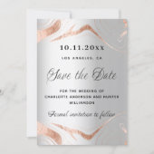 Goldmarmor der Silber-Rose - moderner QR-Code Save The Date (Vorderseite)
