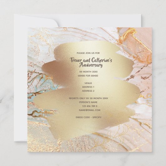 Goldmarmor Geode Textur DIY elegantes Party Einladung (Rückseite)