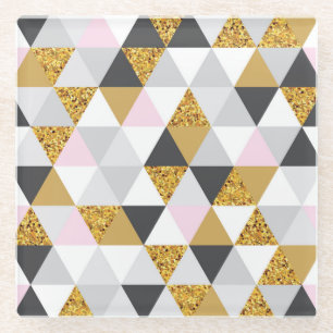 Goldmarmor, geometrische nahtlose Textur Glasuntersetzer