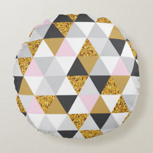 Goldmarmor, geometrische nahtlose Textur Rundes Kissen