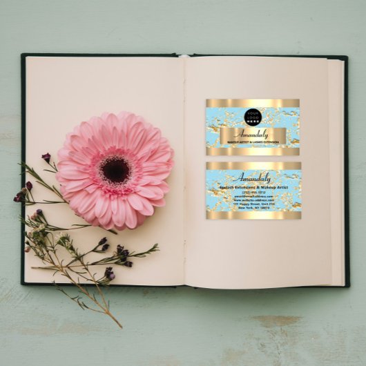 Goldmarmor Glitzer Fashion Beautique Shop Blau Visitenkarte