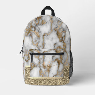 Goldmarmor-Glitzer-Monogramm-Druck-Cut-Sew-Tasche Bedruckter Rucksack