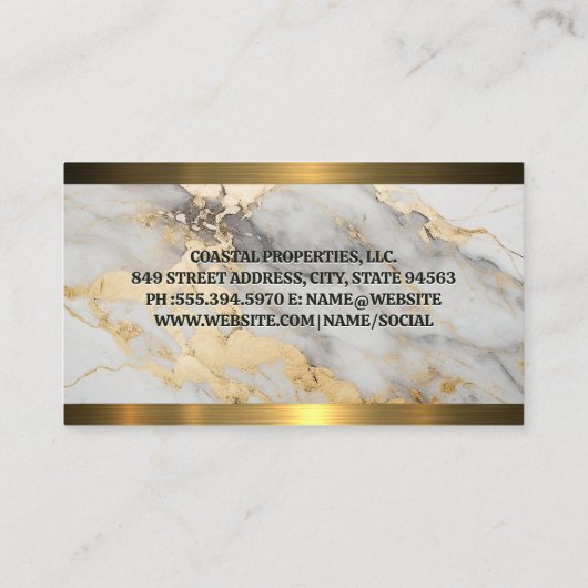 Goldmarmor | Gold-Metallic-Trimm Visitenkarte (Rückseite)