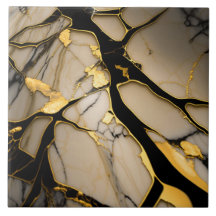 Goldmarmor-Keramikfliese mit schwarzen kristalline
