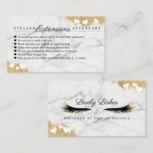 Goldmarmor Mascara Augen Schnürsenkel Aftercare Ti Empfehlungskarte (Vorne/Hinten)