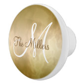 Goldmarmor mit Namen und Initiale Keramikknauf (Rechts)