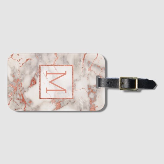 Goldmarmor mit personalisierter Rose Gepäckanhänger (Vorderseite (Horizontal))