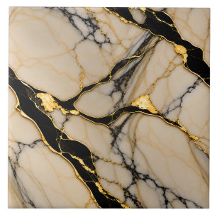 Goldmarmor mit schwarzen kristallinen Adern, wiede Fliese