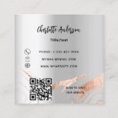 Goldmarmor mit silberner Rose QR-Code elegant Quadratische Visitenkarte (Rückseite)