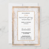 Goldmarmor mit weißer Rose 25. Hochzeitstag Einladung (Vorderseite)