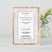 Goldmarmor mit weißer Rose 25. Hochzeitstag Einladung (Stehend Vorderseite)