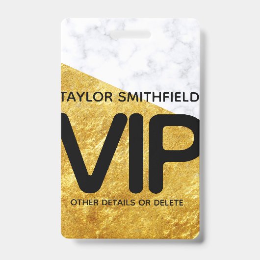 Goldmarmor moderne moderne VIP Lanyard Abzeichen Ausweis (Front)