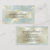 Goldmarmor Modernes Elegantes Blue Makeup Artist C Visitenkarte (Vorne/Hinten)