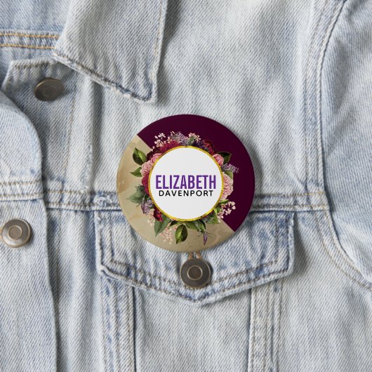 Goldmarmor Muster und Burgund Florals Button (Beispiel)