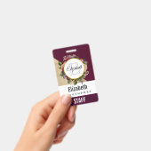 Goldmarmor Muster und Burgund Florals Monogramm Ausweis (Handheld)