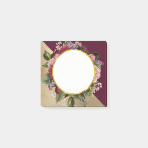 Goldmarmor Muster und Burgund Florals Post-it Klebezettel