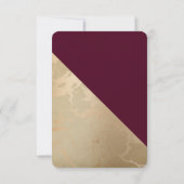 Goldmarmor-Muster und Burgunder-Blumenzehen RSVP Karte (Rückseite)