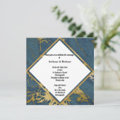 Goldmarmor-Navy-Inspiriert Abstrakte 2-Hochzeit Einladung (Stehend Vorderseite)