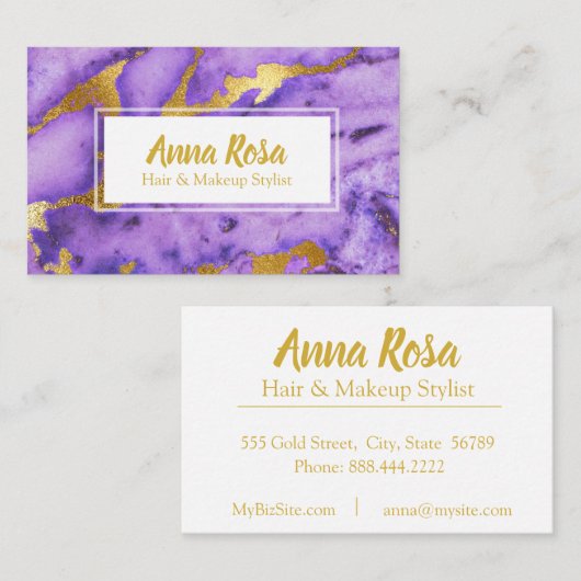 *~* Goldmarmor-schickes tiefpurpurnes populäres Visitenkarte (Vorne/Hinten)