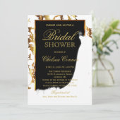 Goldmarmor, Schwarz-Weiß-Brautparty Einladung (Stehend Vorderseite)