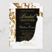 Goldmarmor, Schwarz-Weiß-Brautparty Einladung (Vorne/Hinten)