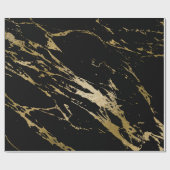 Goldmarmor Shiny Glam Schwarzer Abstrakter Minimal Geschenkpapier (Flach)
