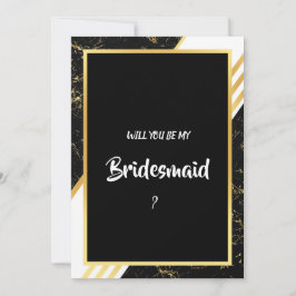 Goldmarmor Streifen Typografie schwarz Bridesmaid Einladung